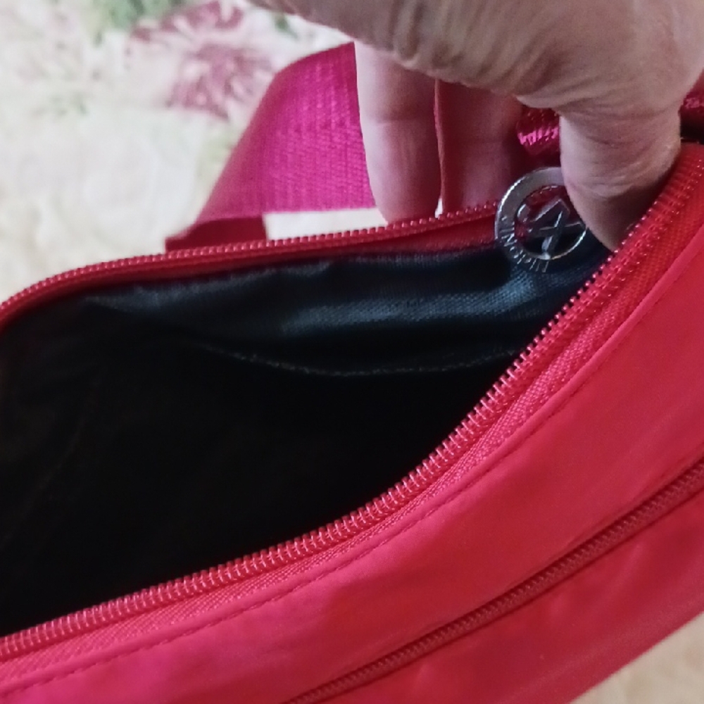 Red Nylon Crossbody Bag with Multiple Zip Compartments - Picture 5 of 5